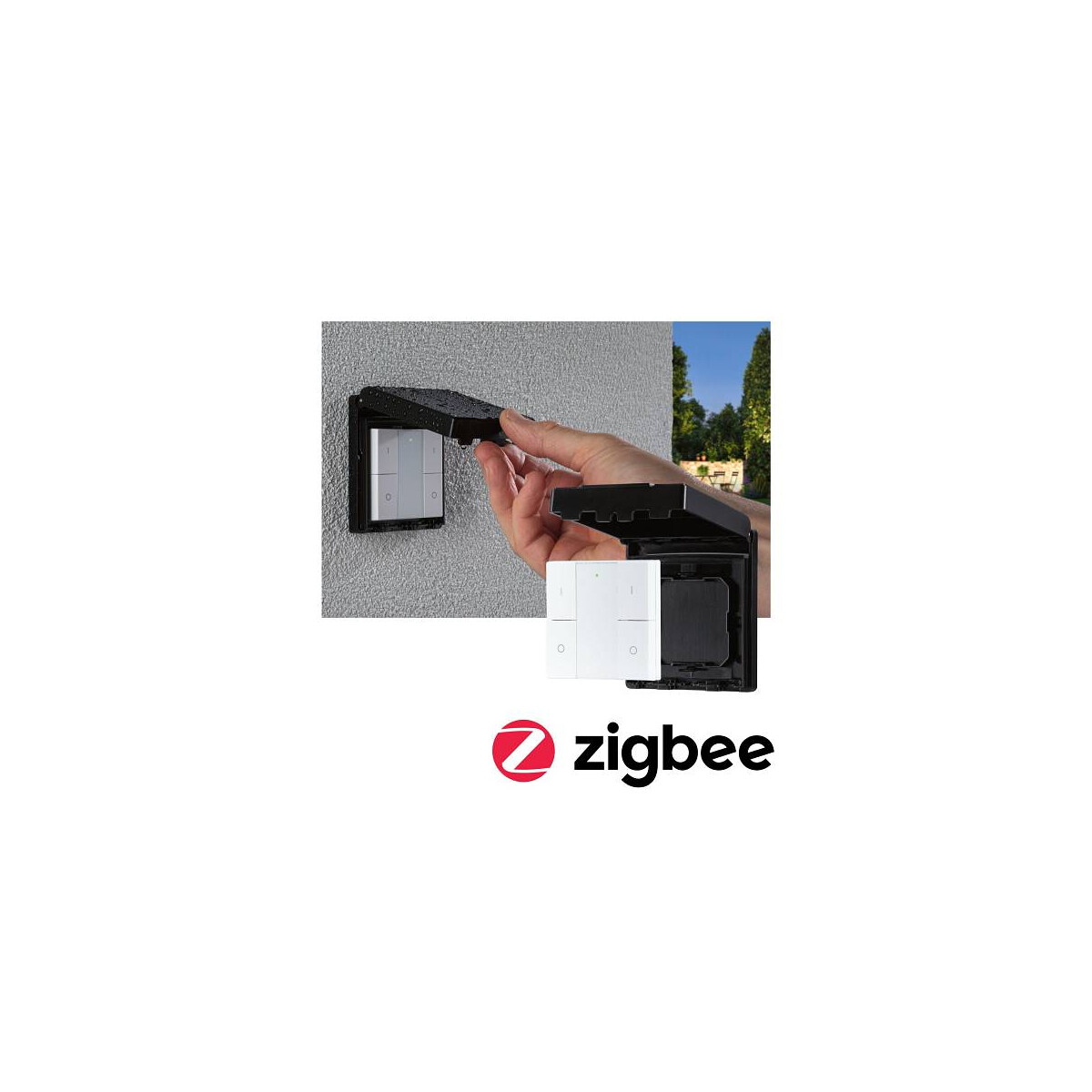 Wandschalter Smart Home Zigbee On/Off/Dimm Outdoor Schwarz