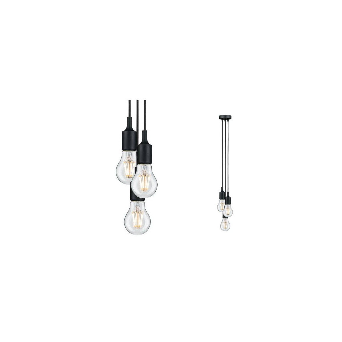 Neordic Pendelleuchte Ketil E27 max. 3x60W Schwarz dimmbar Silikon Metall