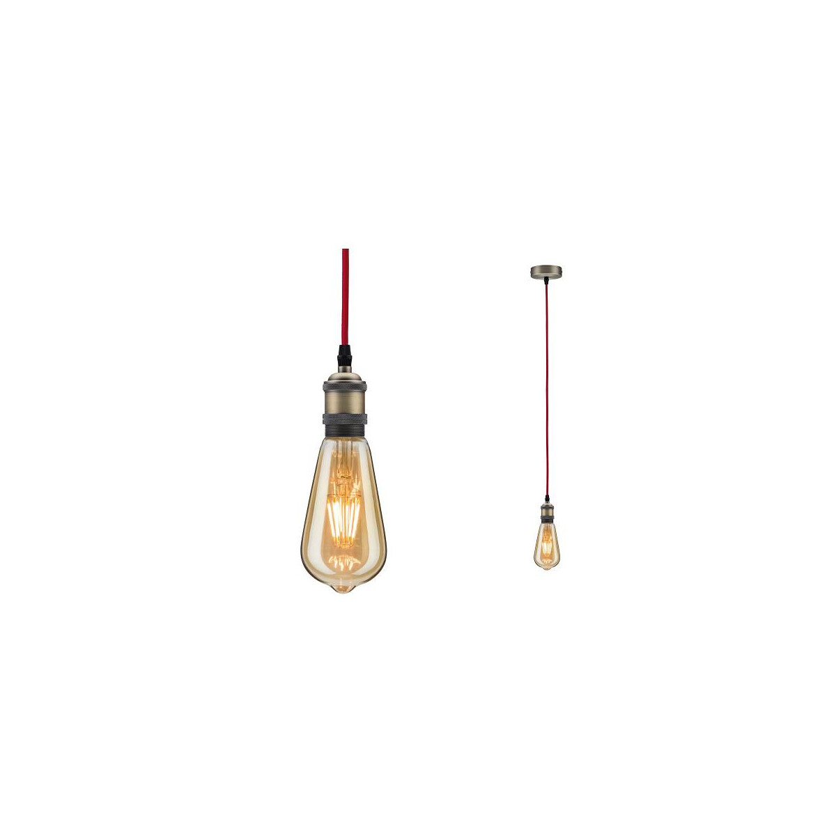 Neordic Pendelleuchte Eldar E27 max. 60W Rot Nickel gebürstet dimmbar Metall