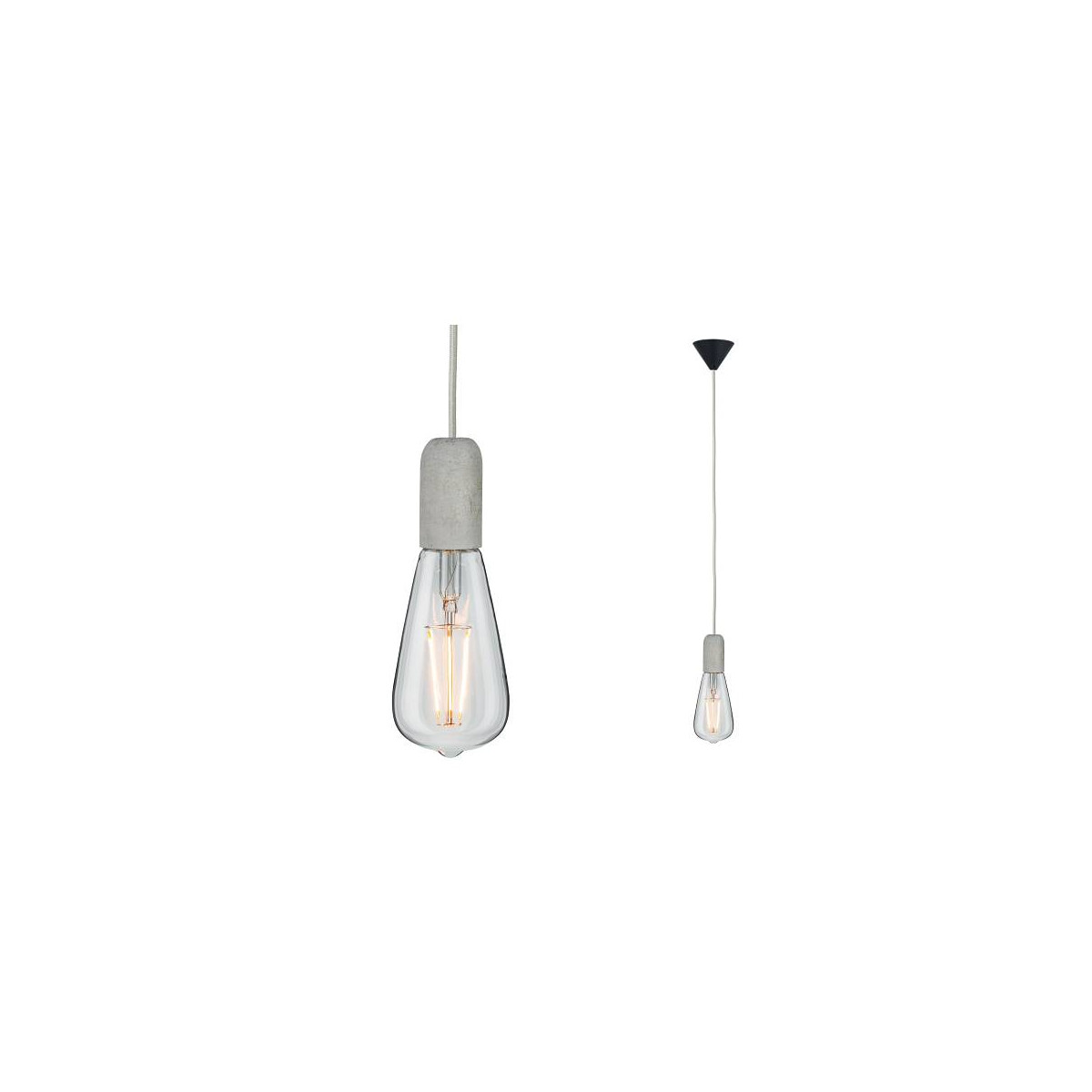 Neordic Pendelleuchte Jano E27 max. 60W Grau Schwarz dimmbar Beton Kunststoff