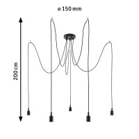 Neordic Pendelleuchte Ketil E27 max. 5x60W Schwarz dimmbar S