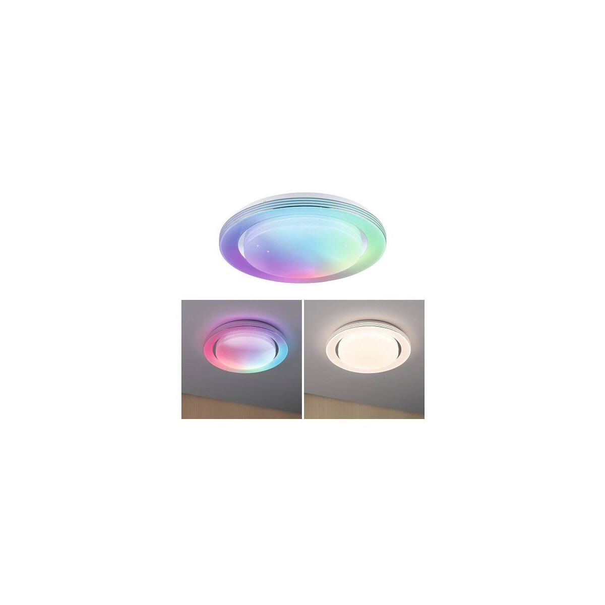 LED Deckenleuchte Rainbow mit Regenbogeneffekt RGBW+ 1600lm 230V 22W dimmbar Chrom Weiß