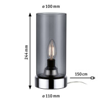 Tischleuchte Pinja E14 max. 20W Chrom Rauchglas 5