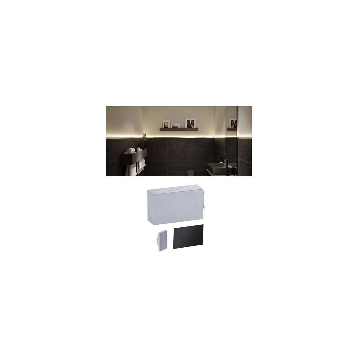 LumiTiles Zubehör Profil Top Abdeckung 45x24mm Telegrau