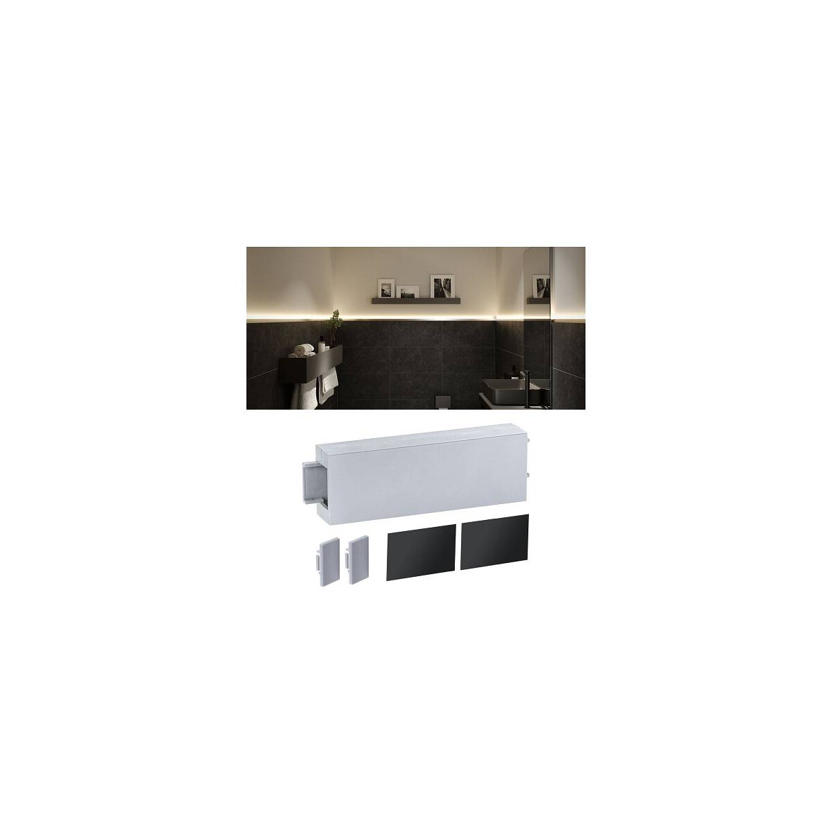 LumiTiles Zubehör Profil Top Abdeckung 80x24mm Telegrau