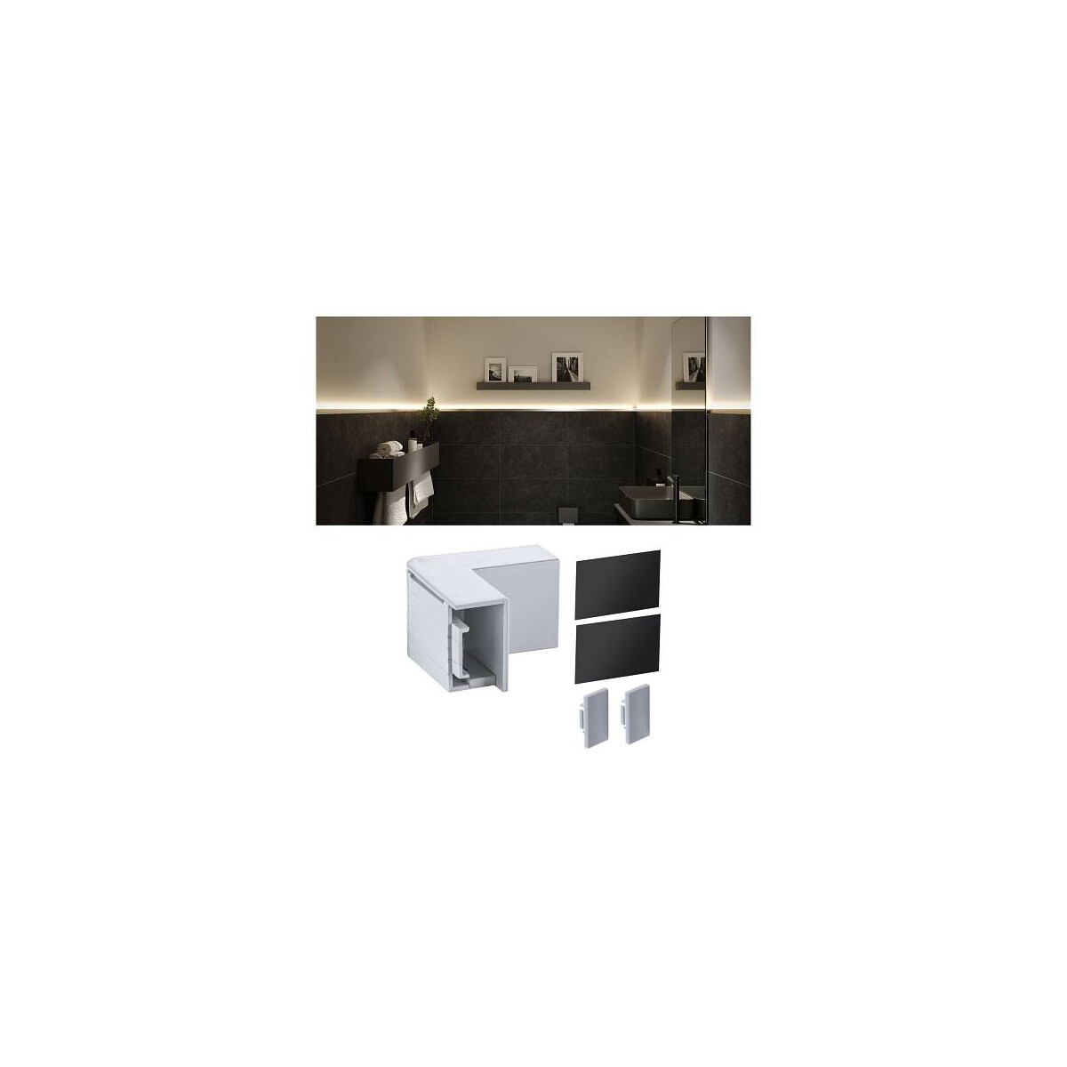 LumiTiles Zubehör Profil Top Abdeckung 40x40mm Telegrau