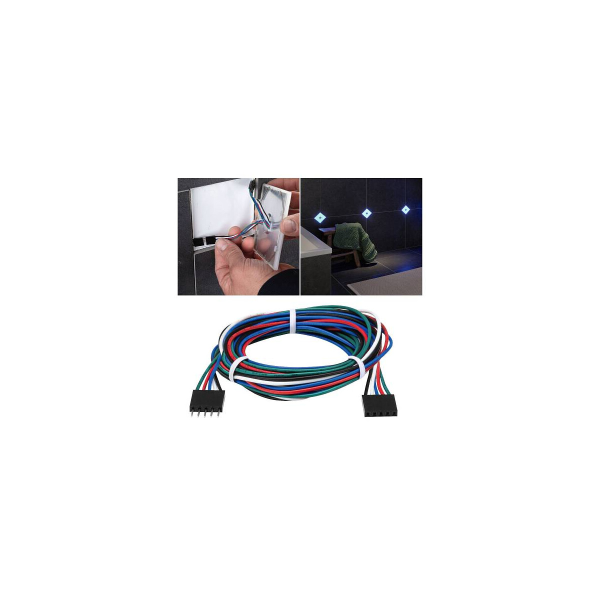 LumiTiles Kabel Square RGBW 1,3m 12V Schwarz Kunststoff