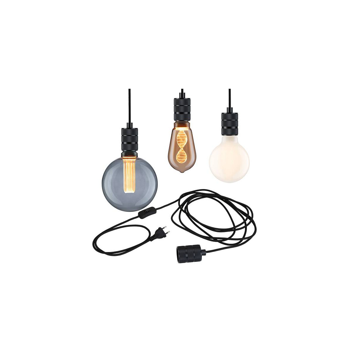 Neordic Pendelleuchte Tilla inkl. Stecker E27 max. 20W Schwarz dimmbar Metall