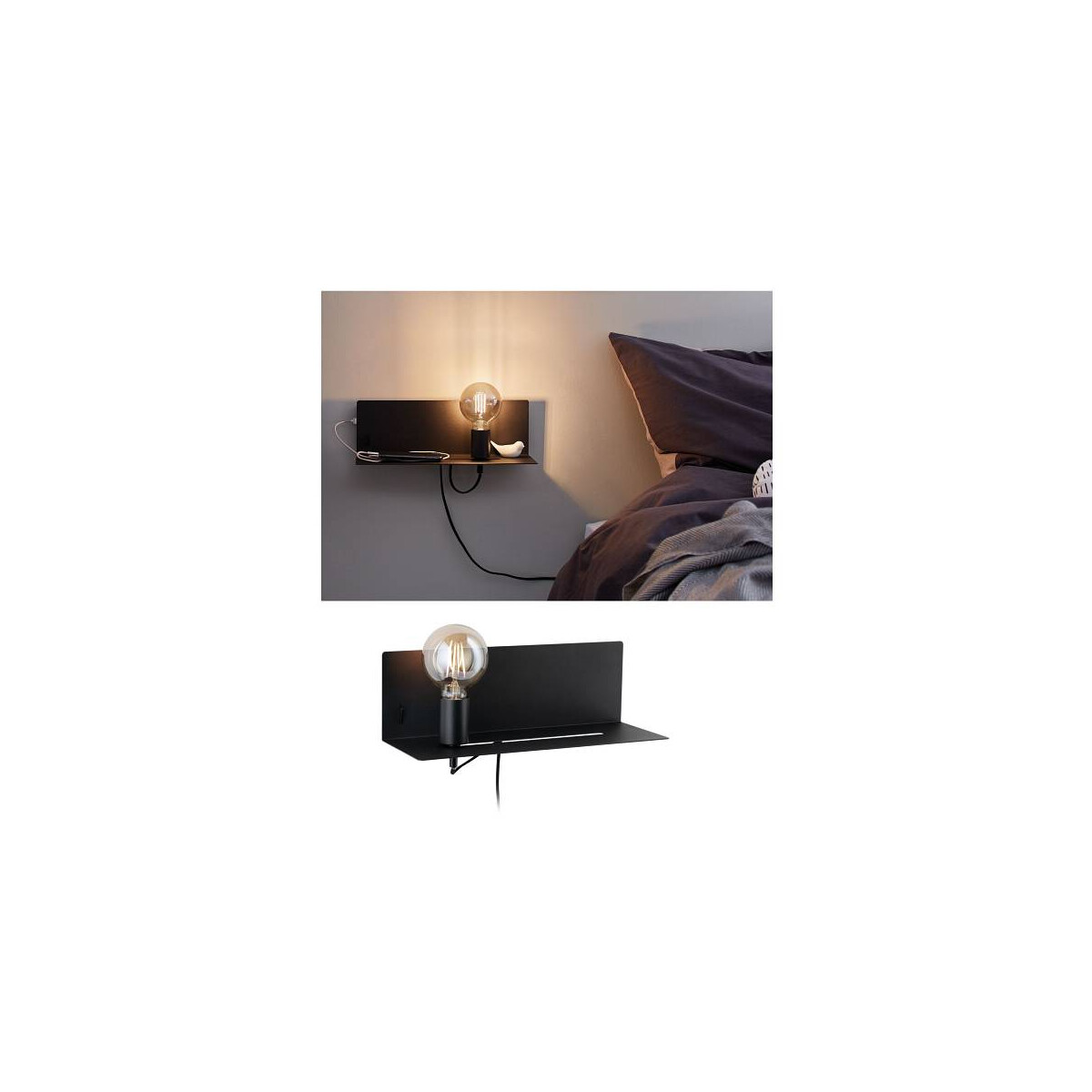 Wandleuchte Devara E27 230V max. 40W dimmbar Schwarz