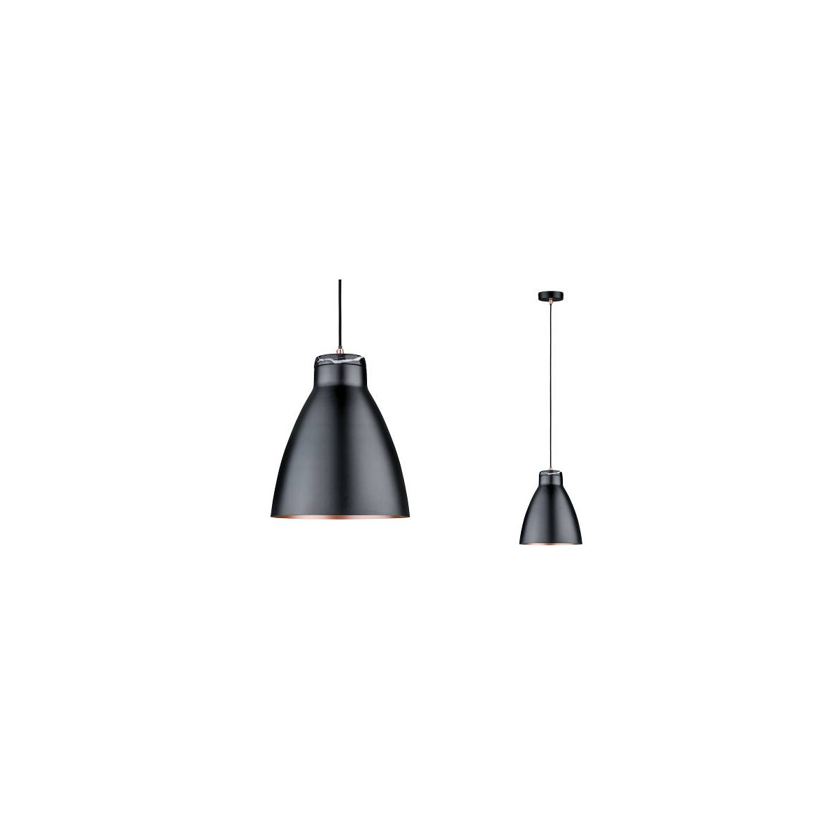 Neordic Pendelleuchte Roald E27 max. 20W Schwarz matt Kupfer matt dimmbar Metall Marmor