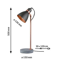 Neordic Tischleuchte Orm E27 max. 20W Grau Kupfer matt Metal