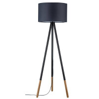 Neordic Stehleuchte Rurik E27 max. 20W Grau Holz Stoff Metal