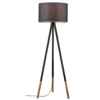 Neordic Stehleuchte Rurik E27 max. 20W Grau Holz Stoff Metal