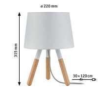 Neordic Tischleuchte Berit E27 max. 20W Weiß Holz Stof