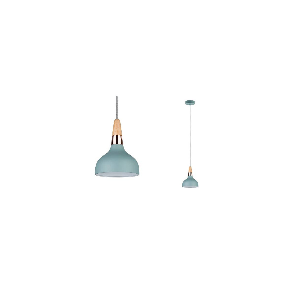 Neordic Pendelleuchte Juna E14 max. 20W Softgrün Kupfer Holz dimmbar Metall Holz
