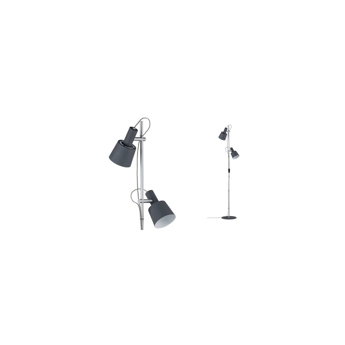 Neordic Stehleuchte Haldar E14 max. 2x20W Dunkelgrau Chrom matt Metall