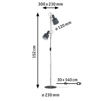 Neordic Stehleuchte Haldar E14 max. 2x20W Dunkelgrau Chrom m