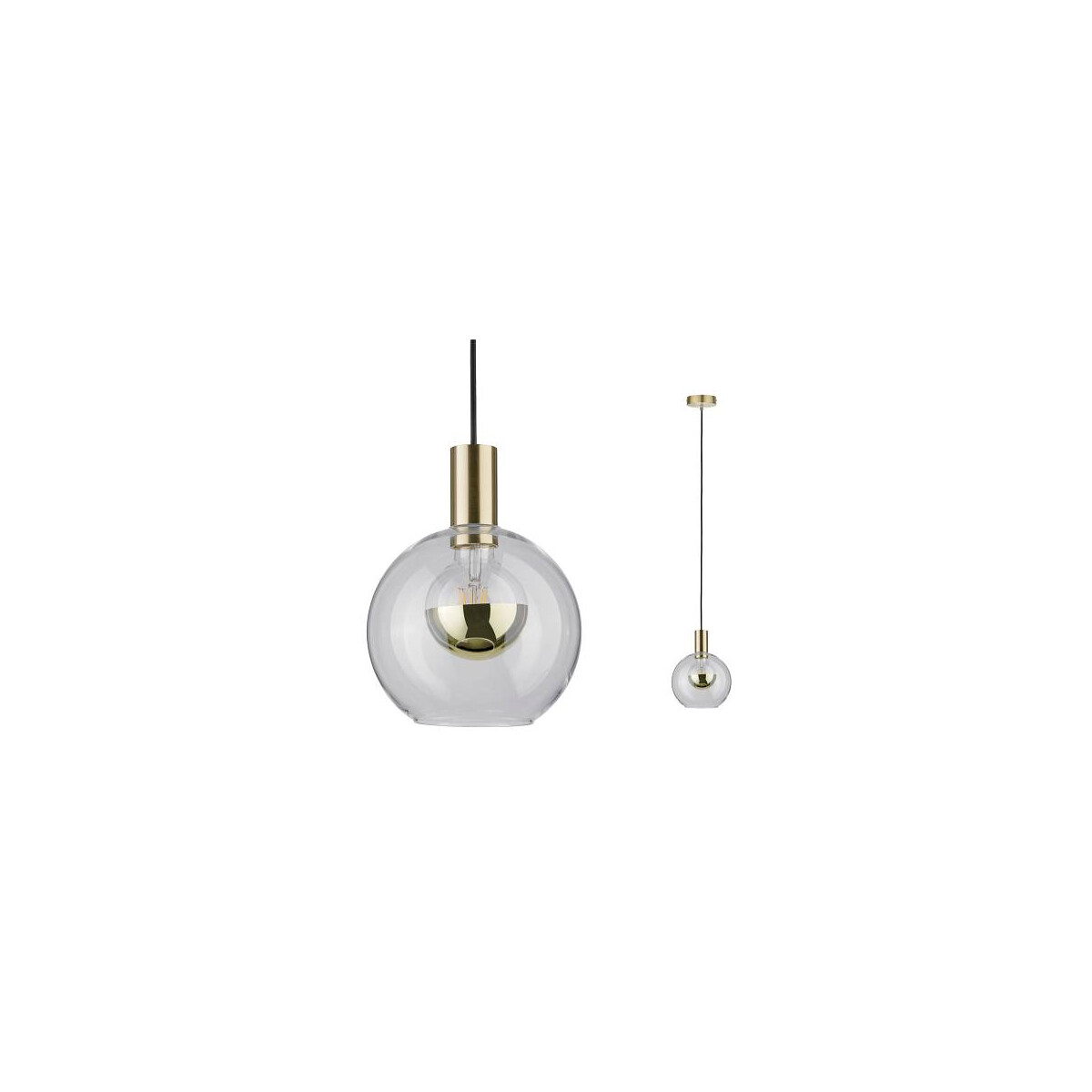 Neordic Pendelleuchte Esben E27 max. 20W Klar Messing gebürstet dimmbar Glas Metall