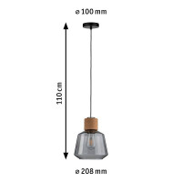Neordic Pendelleuchte Elia E27 max. 20W Rauchglas Kork Schwa