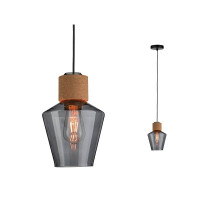 Neordic Pendelleuchte Edla E27 max. 20W Rauchglas Kork Schwa