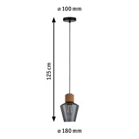 Neordic Pendelleuchte Edla E27 max. 20W Rauchglas Kork Schwa