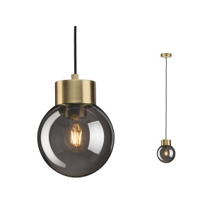 Neordic Pendelleuchte Linja E27 max. 20W Rauchglas Messing g