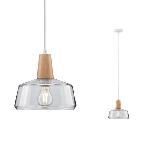 Neordic Pendelleuchte Yva E27 max. 20W Holz Klar dimmbar Hol