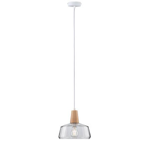 Neordic Pendelleuchte Yva E27 max. 20W Holz Klar dimmbar Hol