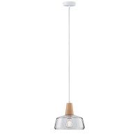Neordic Pendelleuchte Yva E27 max. 20W Holz Klar dimmbar Hol