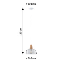 Neordic Pendelleuchte Yva E27 max. 20W Holz Klar dimmbar Hol