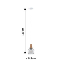 Neordic Pendelleuchte Ylvie E27 max. 20W Holz Klar dimmbar H