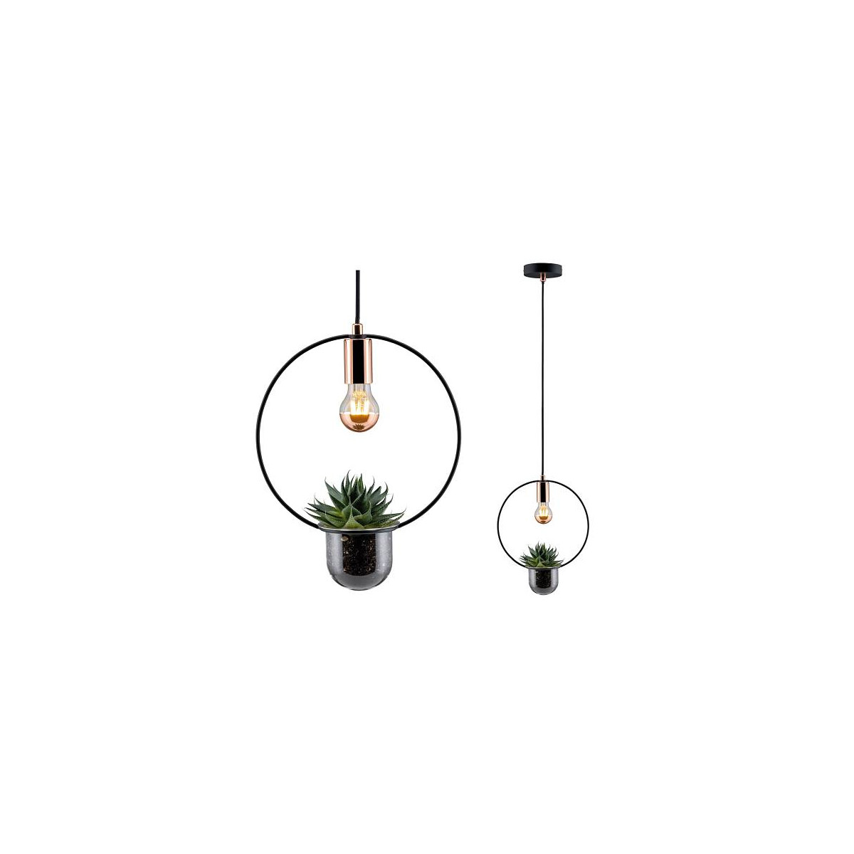 Neordic Pendelleuchte Tasja E27 max. 20W Schwarz Kupfer dimmbar Metall