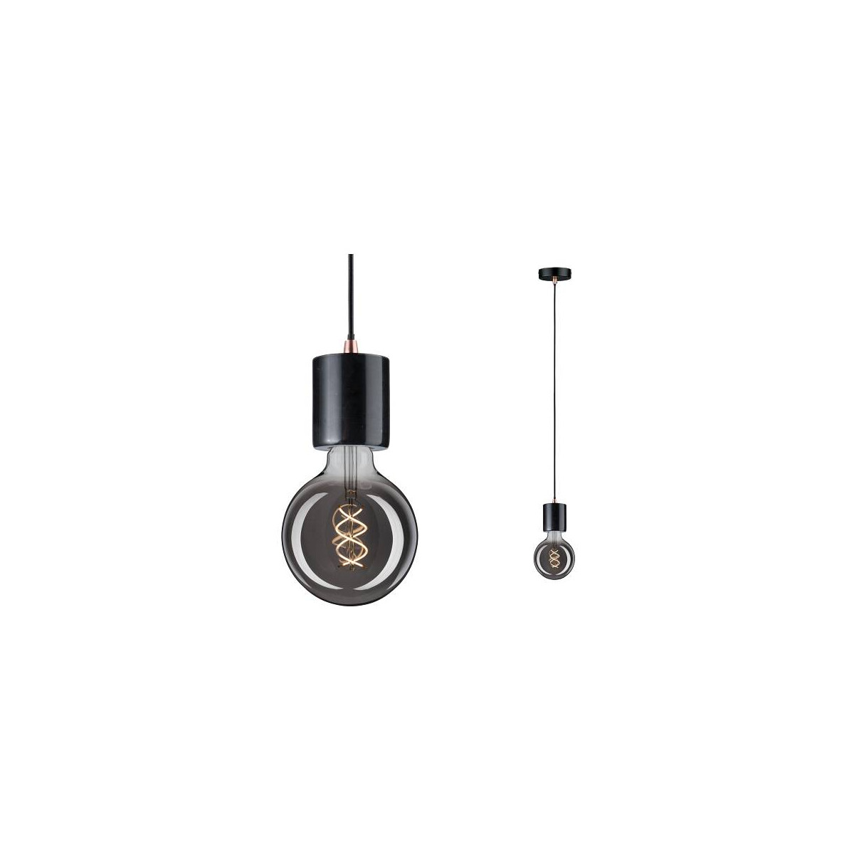 Neordic Pendelleuchte Nordin E27 max. 60W Schwarz Marmor Kupfer matt dimmbar Marmor