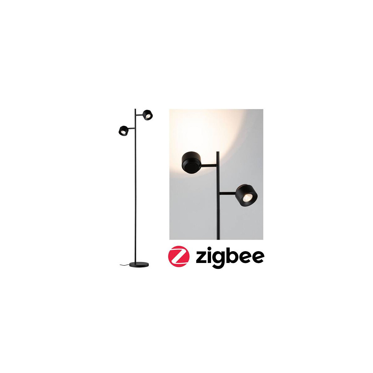 LED Stehleuchte Smart Home Zigbee Puric Pane 2700K 2x300lm 2x3W Schwarz