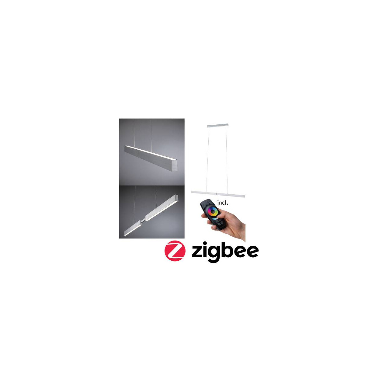 LED Pendelleuchte Smart Home Zigbee Aptare 2700K 2.050lm / 2.050lm 18 / 1x18W Alu gebürstet dimmbar