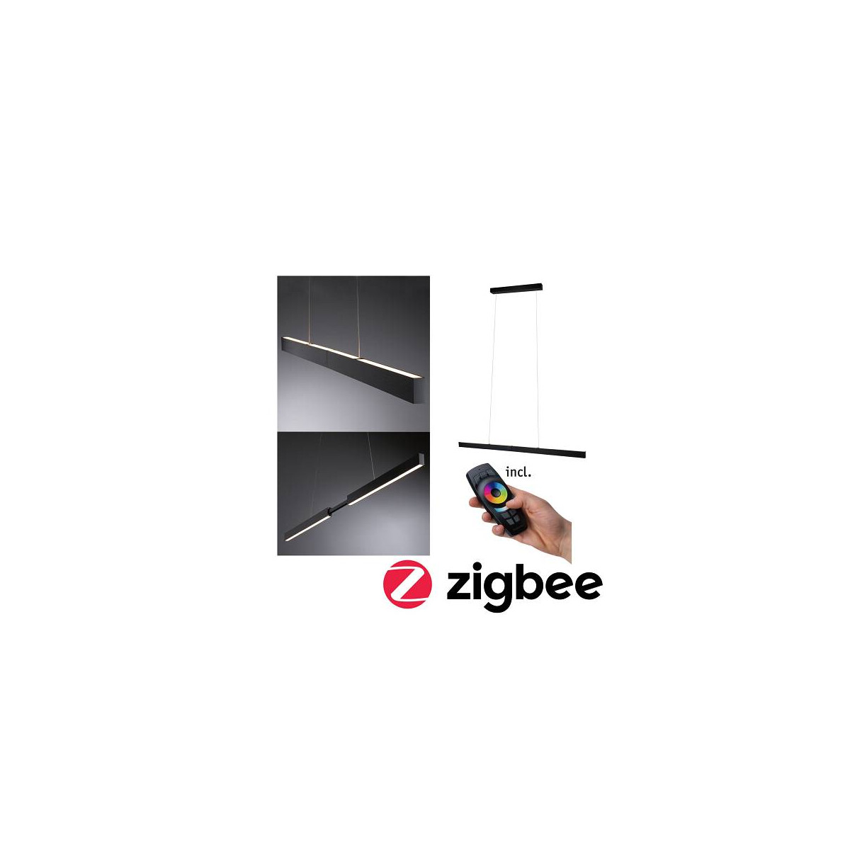 LED Pendelleuchte Smart Home Zigbee Aptare 2700K 2.050lm / 2.050lm 2x18 / 1x18W Schwarz dimmbar