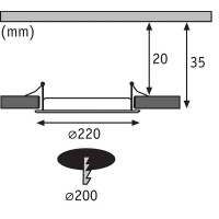 LED Einbaupanel IP44 rund 220mm 4000K Chrom matt 3