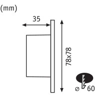 LED Wandeinbauleuchte Wall eckig 78x35mm 1,7W 65lm 230V 2700