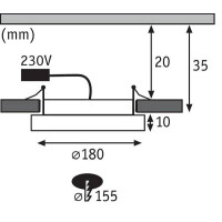 LED Einbaupanel Areo IP44 rund 180mm 3000K Nickel matt dimmb