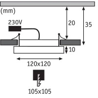 LED Einbaupanel Areo IP44 eckig 120x120mm 3000K Nickel matt 