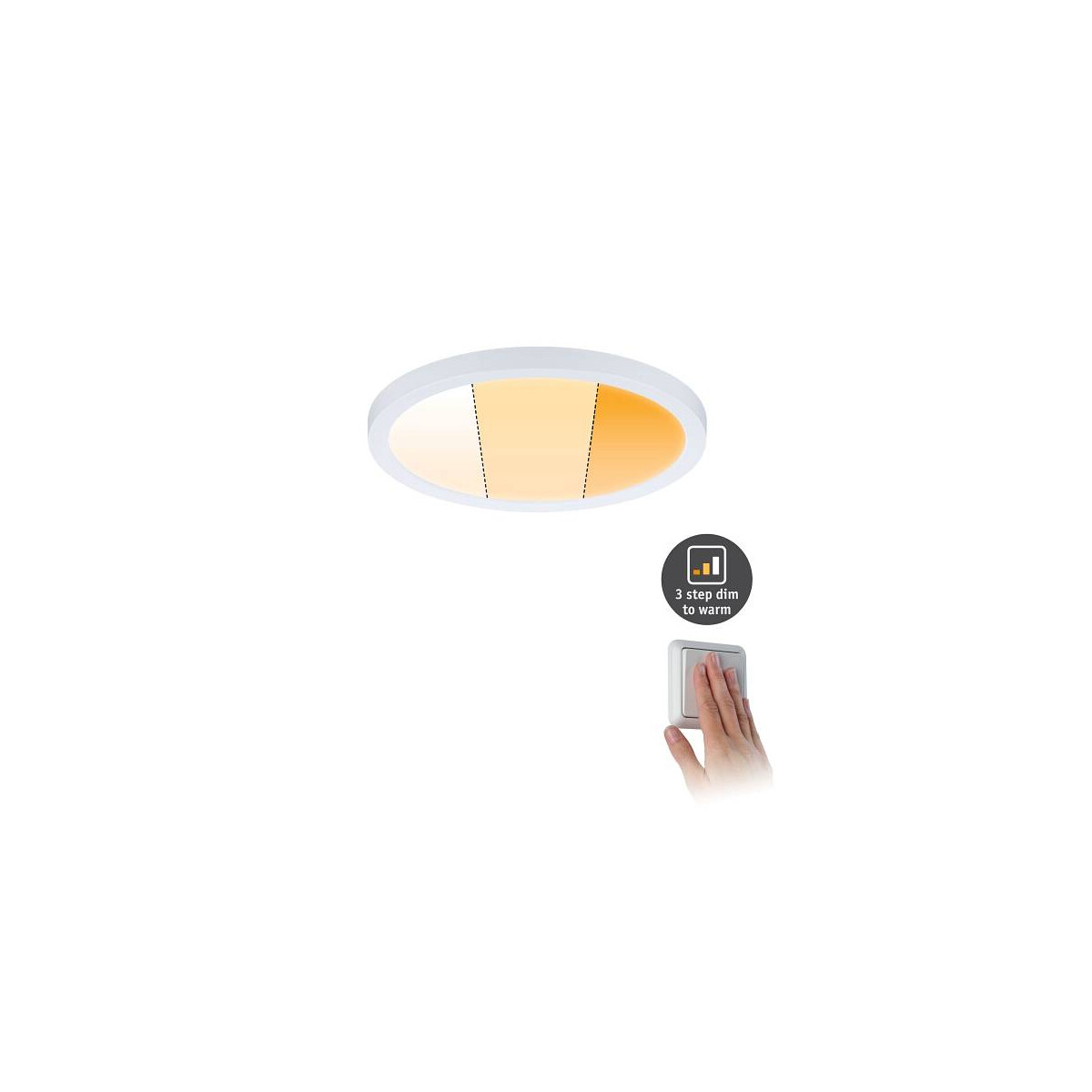 VariFit LED Einbaupanel Dim to Warm Areo IP44 rund 175mm 3 Step Dim to warm Weiß matt dimmbar