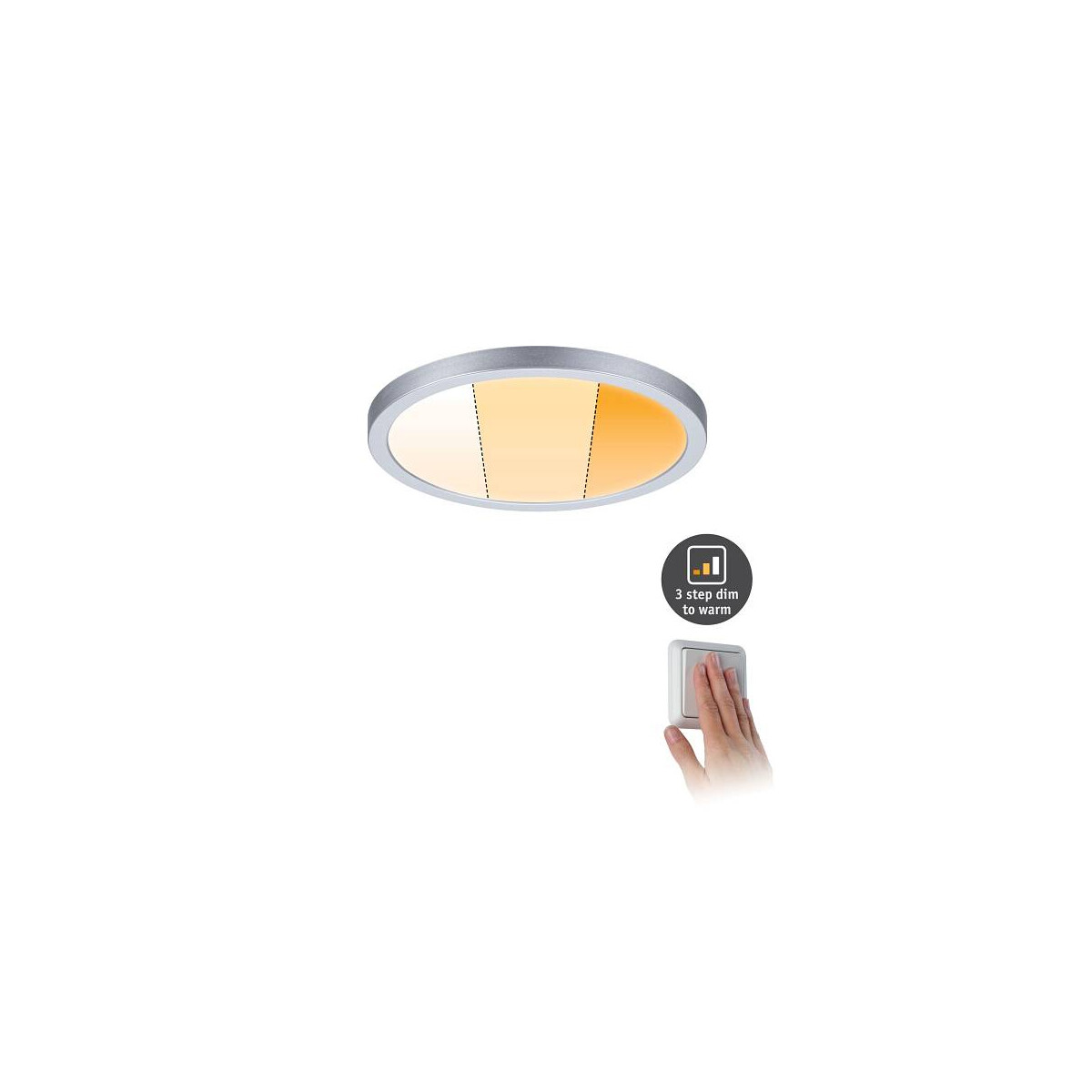 VariFit LED Einbaupanel Dim to Warm Areo IP44 rund 175mm 3 Step Dim to warm Chrom matt dimmbar