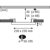 VariFit LED Einbaupanel 3-Step-Dim Areo IP44 eckig 230x230mm