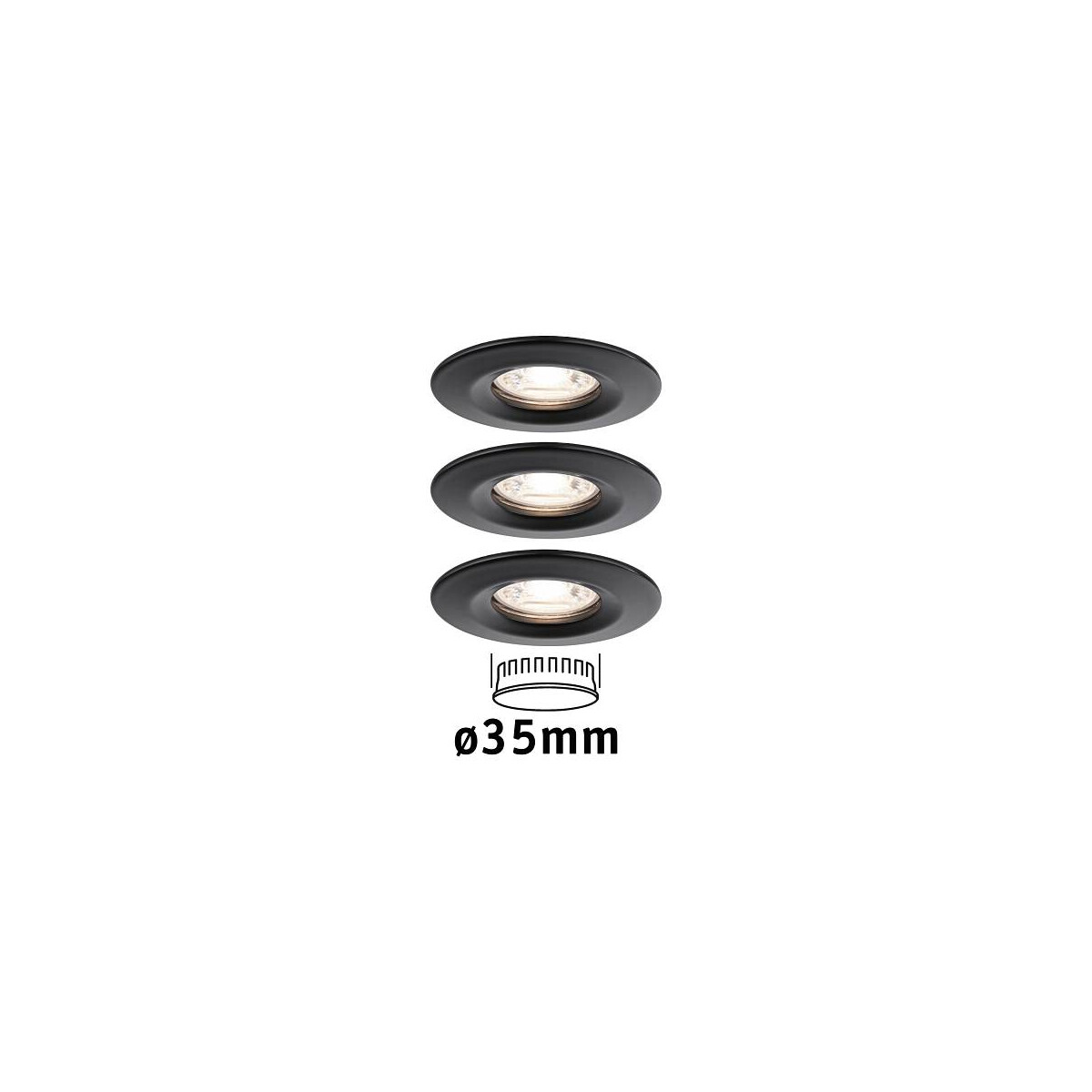 LED Einbauleuchte Nova Mini Coin Basisset starr rund 66mm Coin 3x4W 3x310lm 230V 2700K Schwarz matt
