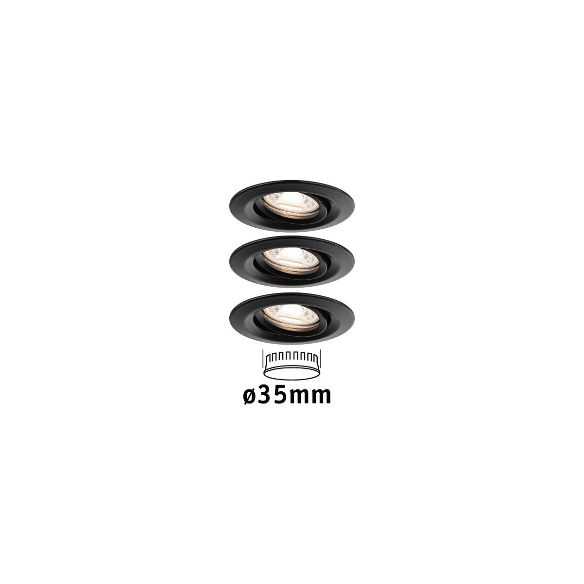 LED Einbauleuchte Easy Dim Nova Mini Plus Coin Basisset schwenkbar rund 66mm 15° Coin 3x4W 3x310lm 230V 2700K Schwarz matt