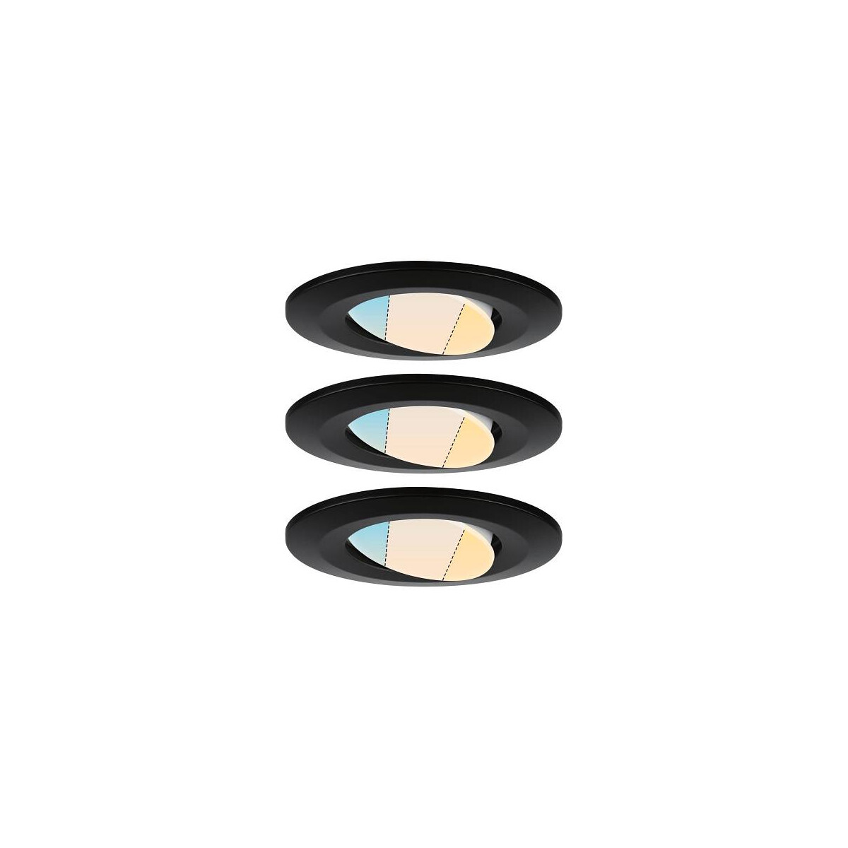 HomeSpa LED Einbauleuchte Calla 3er-Set schwenkbar IP65 rund 90mm 30° 3x5W 3x400lm 230V White Switch Schwarz matt