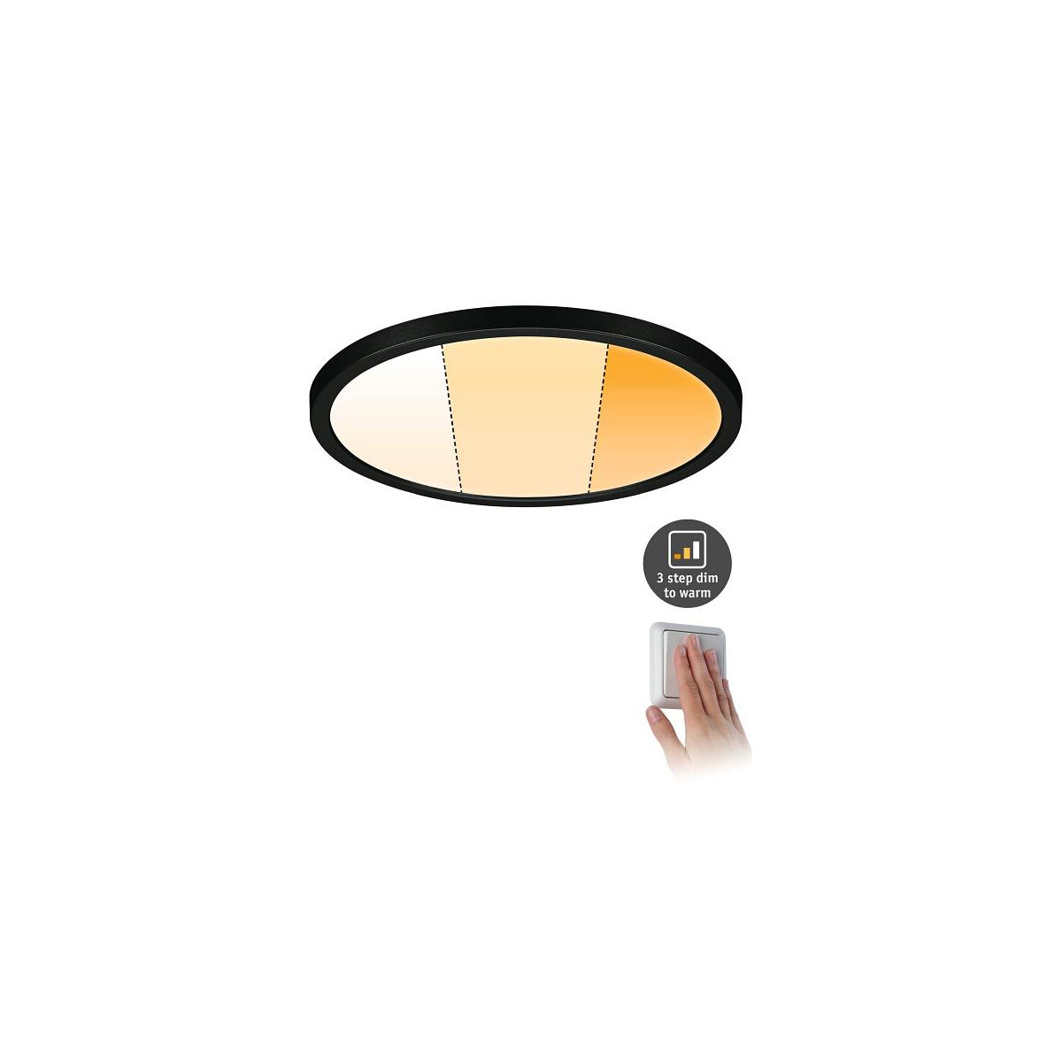 VariFit LED Einbaupanel Dim to Warm Areo IP44 rund 230mm 3 Step Dim to warm Schwarz dimmbar