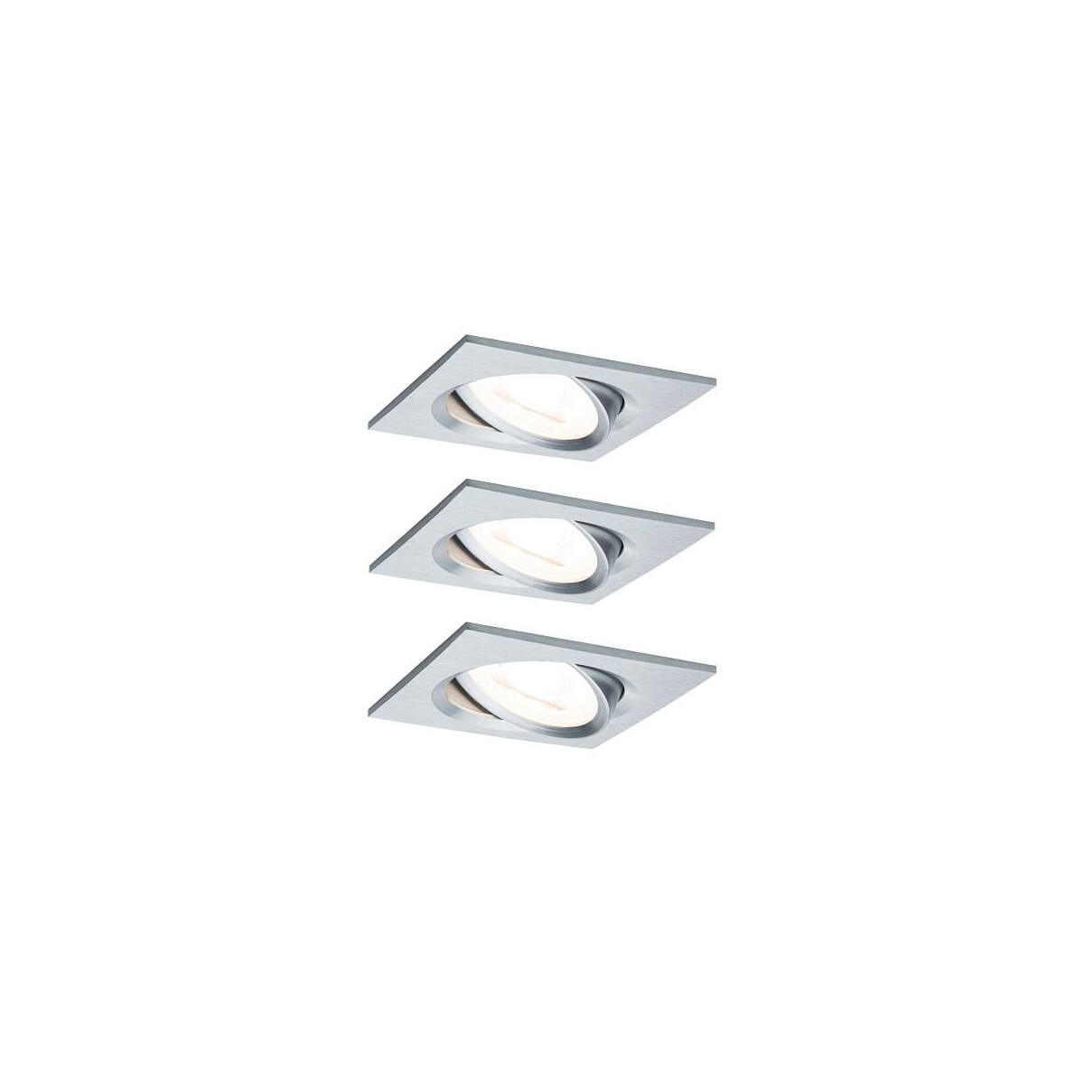LED Einbauleuchte Nova Basisset schwenkbar eckig 84x84mm 50° GU10 3x6,5W 3x460lm 230V 2700K Alu gedreht