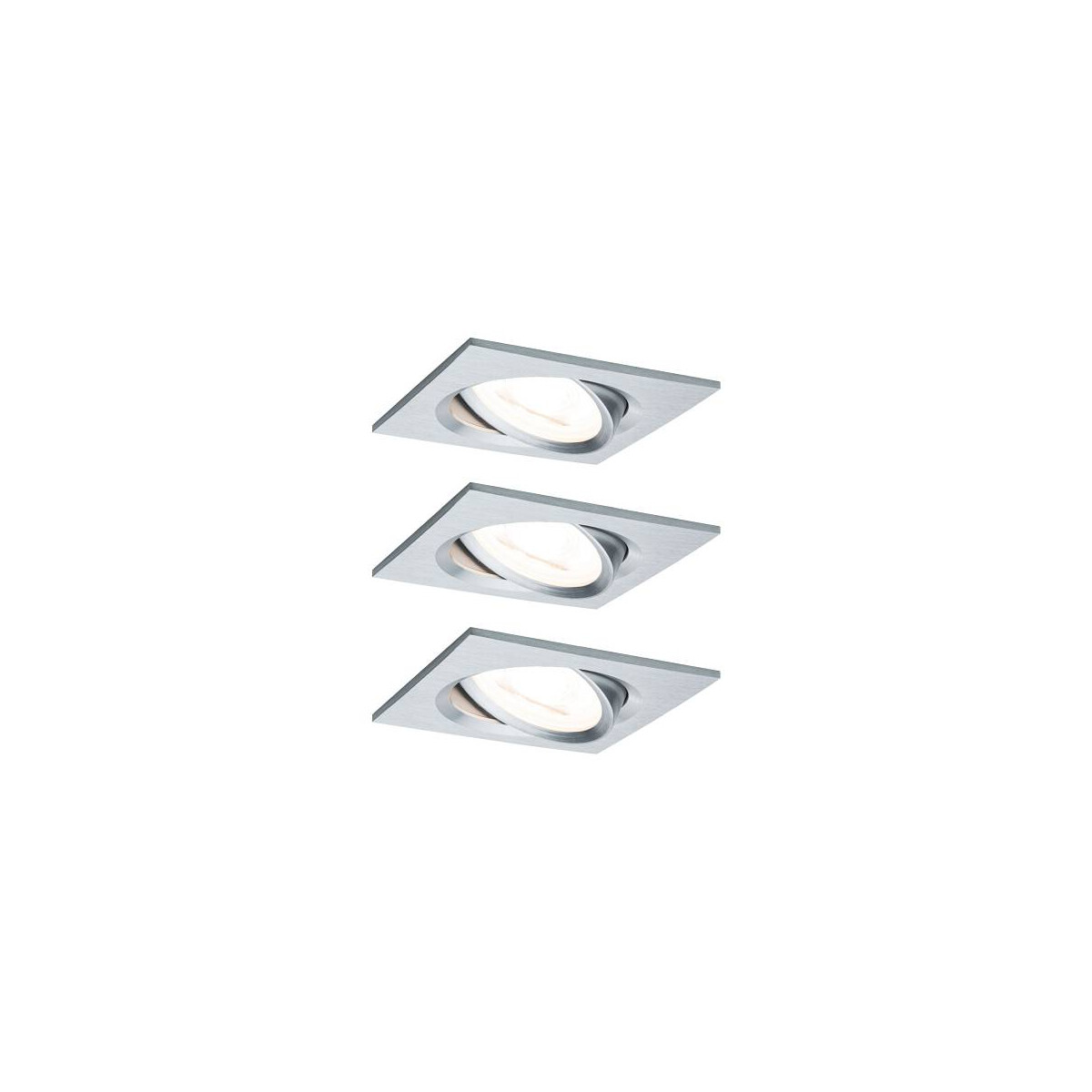 LED Einbauleuchte Nova Coin Basisset schwenkbar eckig 84x84mm 50° Coin 3x6W 3x470lm 230V 2700K Alu gedreht