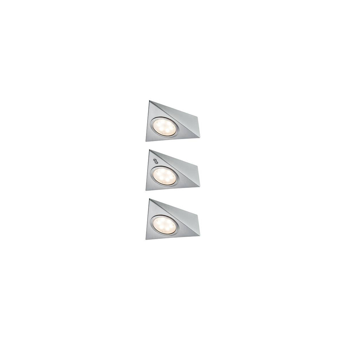 LED Unterschrankleuchte Dreieck 3x2,8W 140x110mm 3x170lm 230/12V eckig Eisen gebürstet